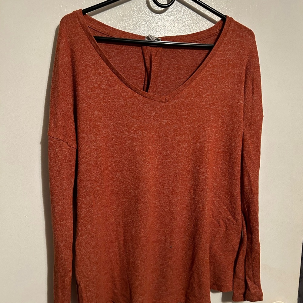Women's Rust V-Neck Top